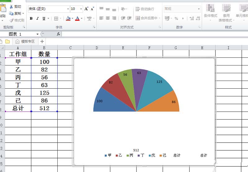 excel做出半圆形饼图的操作流程