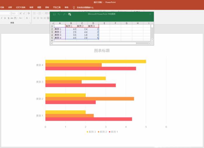 PPT制作多组簇状条形图表的图文操作