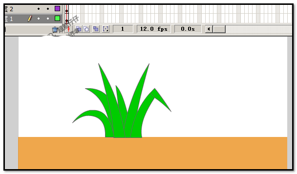 flash绘制绿色小草的操作流程