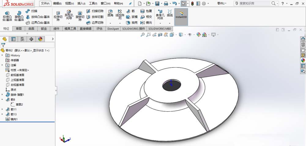 SolidWorks创建导流盖零件模型的详细操作