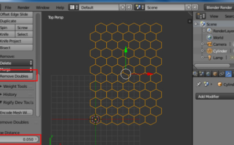 blender制作蜂巢网格的操作过程