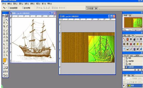 photoshop打造木刻帆船的图文操作