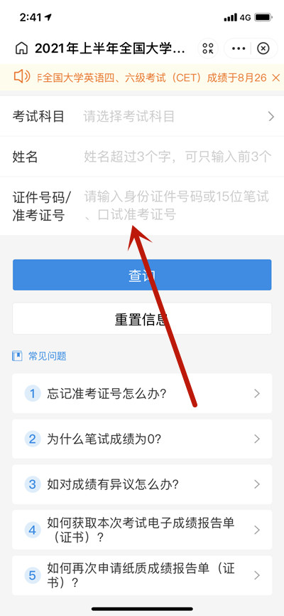 支付宝怎么查询英语四六级成绩