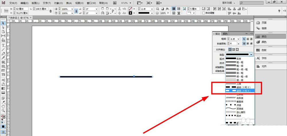 INdesign制作虚线并加两种颜色的图文操作